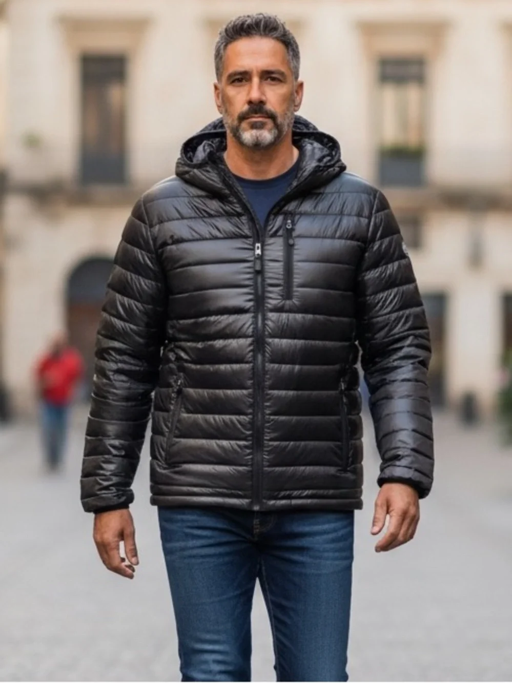 B14 Men’s Avalanche Outdoor Modern Black Full Zip Hoodie Puffer Jacket XL